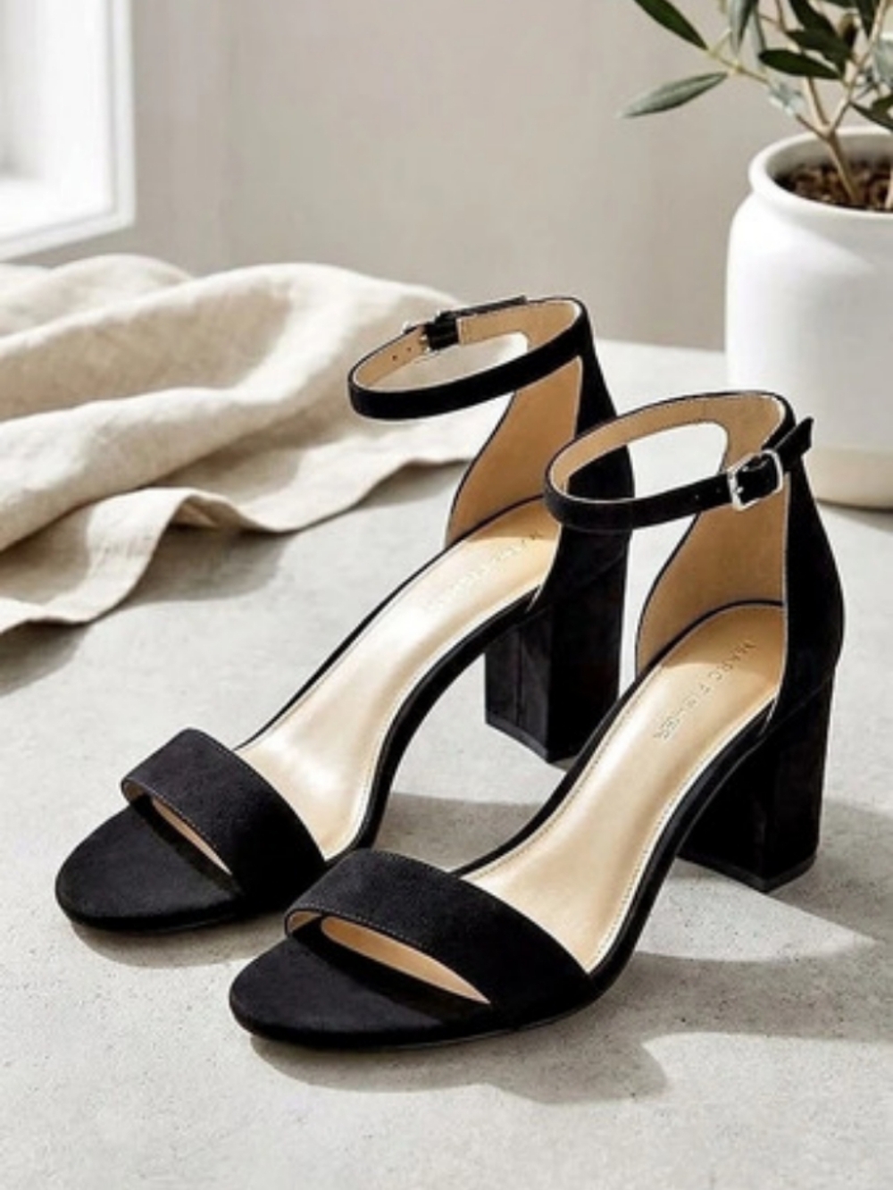 Marc Fisher Black Ankle Strap Heels